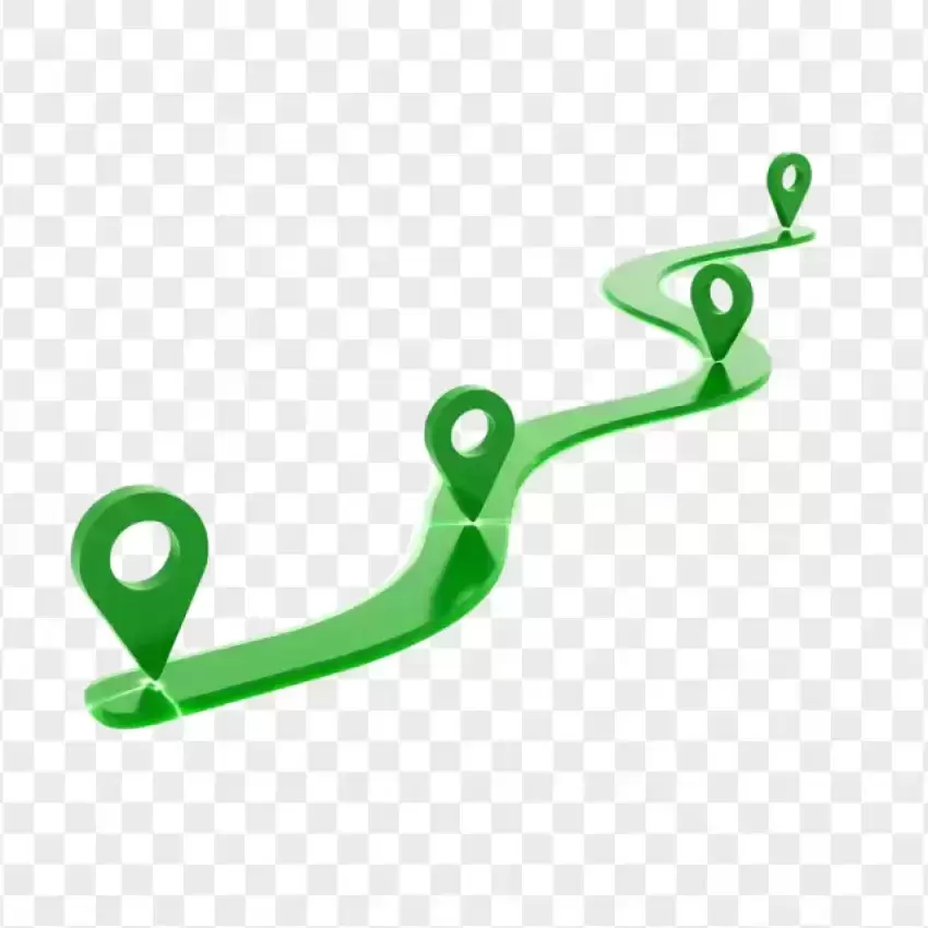 Glowing Green Route Line 3D