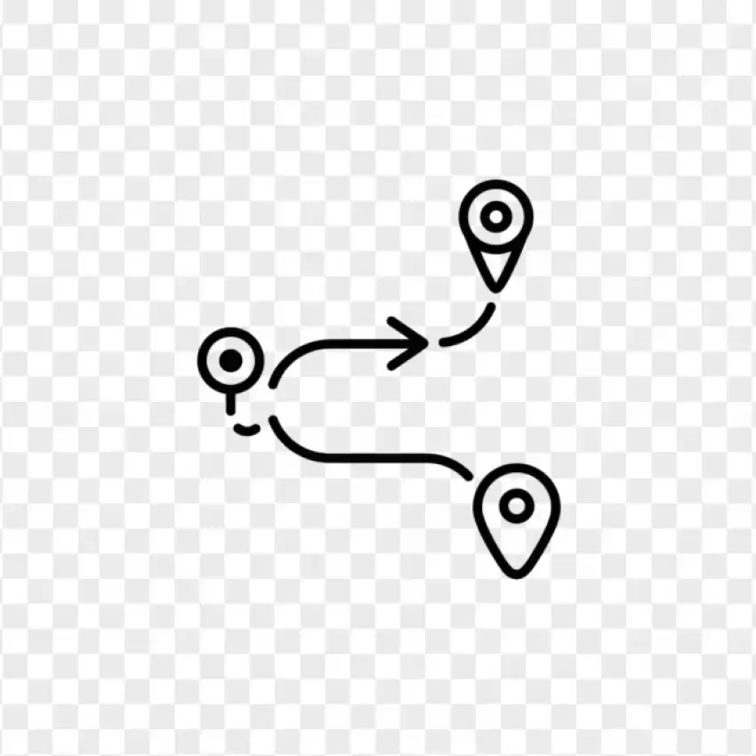 Two Location Pins with Route Line PNG
