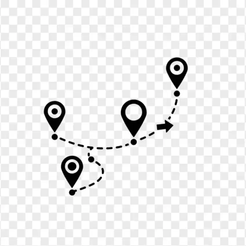 Wavy Navigation Path with GPS Pins PNG