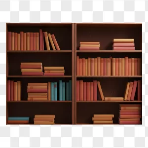 Realistic Library Bookcase with Hardcover Books