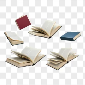 Realistic Hardcover Books Open Closed Poses