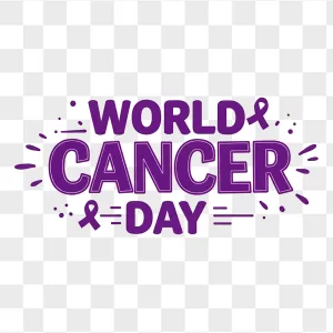 World Cancer Day Purple Bold Lettering