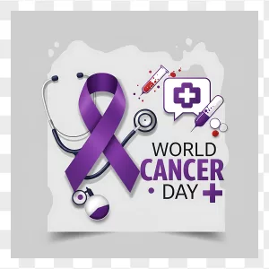 Purple Cancer Ribbon Stethoscope Medical Poster