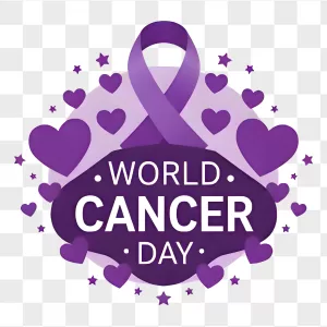World Cancer Day Purple Ribbon Emblem