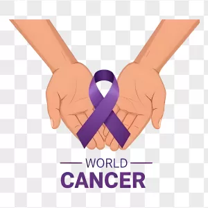 Open Palms Holding Purple Cancer Ribbon