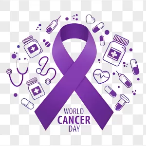 Purple Gradient Cancer Ribbon Medical Circle