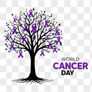 Black Tree Silhouette Purple Cancer Ribbons