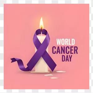 World Cancer Day Purple Ribbon Candlelight