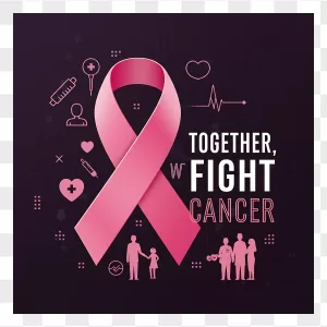 Glossy Pink Ribbon Medical Line Icons