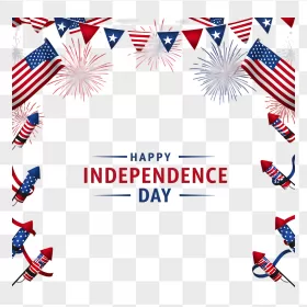 American Flag Fireworks Rocket Square Frame