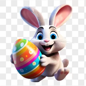 3D Rabbit Hugging Rainbow Easter Egg