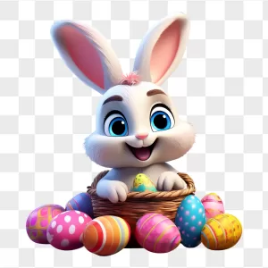 3D Easter Bunny Wicker Egg Basket