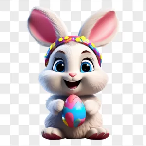 3D Fluffy Bunny Flower Headband Egg