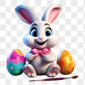 3D Easter Bunny Pink Bow Eggs