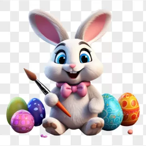 Fluffy Easter Bunny Carrot Paintbrush Eggs