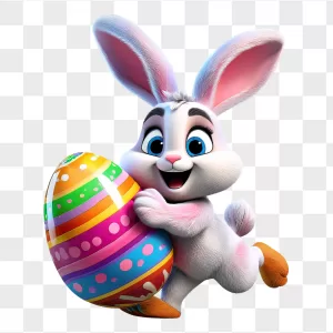 3D Bunny Hugging Rainbow Easter Egg