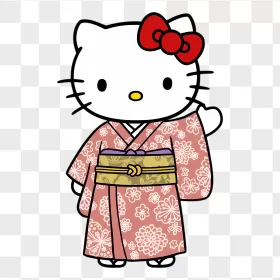 Hello Kitty Pink Floral Kimono Waving