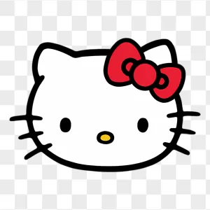 Hello Kitty Face Red Bow Outline