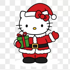 Hello Kitty Santa Holding Green Gift