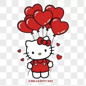 Hello Kitty Red Heart Balloons