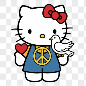 Hello Kitty Peace Dove Red Heart