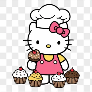Hello Kitty Pink Apron Cupcakes