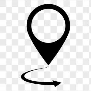 Black Map Pin with Curved Arrow