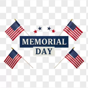 Memorial Day Banner Four American Flags