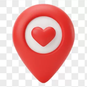 3D Red GPS Pin Heart Center