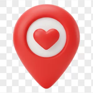 3D Red GPS Pin Heart Center
