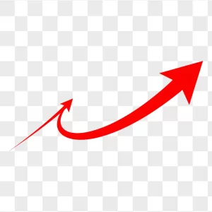 Red Thick Curved Upward Arrow