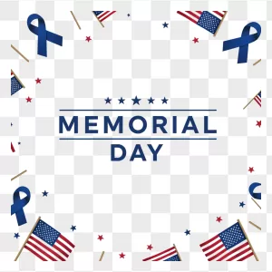 Memorial Day Flag Blue Ribbon Frame