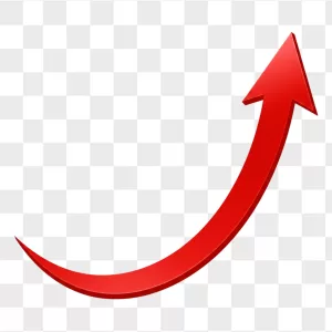 Thick Red 3D Curved Arrow Upward