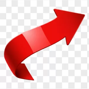 Glossy Red Curved Ribbon Arrow