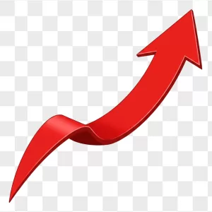 Glossy Red Wavy Upward Arrow