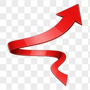 3D Glossy Twisted Red Ribbon Arrow