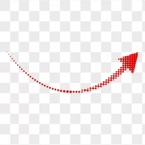 Red Dotted Curved Arrow Upward