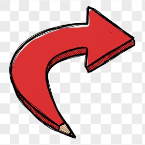 Red Curved Arrow Sketch Pencil Tip