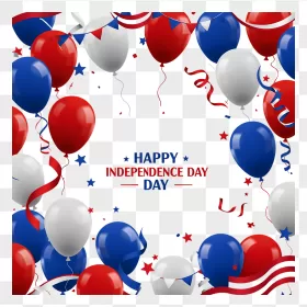 Glossy Patriotic Balloons Frame Empty Center