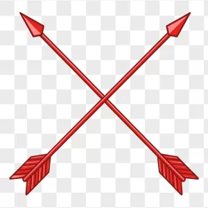 Glossy Faceted Red Crossed Arrows