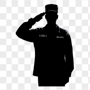 Black US Army Soldier Saluting Silhouette