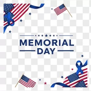 Memorial Day Blue Text Corner Flags