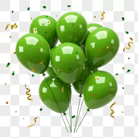 Glossy Green Balloons Gold Confetti Streamers