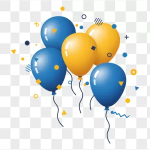 Glossy Blue Yellow Balloon Bunch Confetti