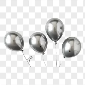 3D Silver Chrome Balloons Cluster