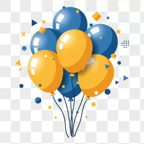 Blue Yellow Glossy Balloon Bunch Confetti