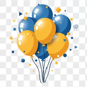 Blue Yellow Glossy Balloon Bunch Confetti