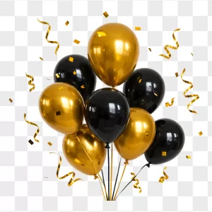 Metallic Black Gold Balloon Cluster