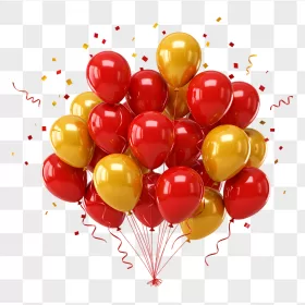 Glossy Red Gold Balloon Bunch Confetti