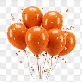 Glossy Orange Balloon Bunch Confetti Streamers